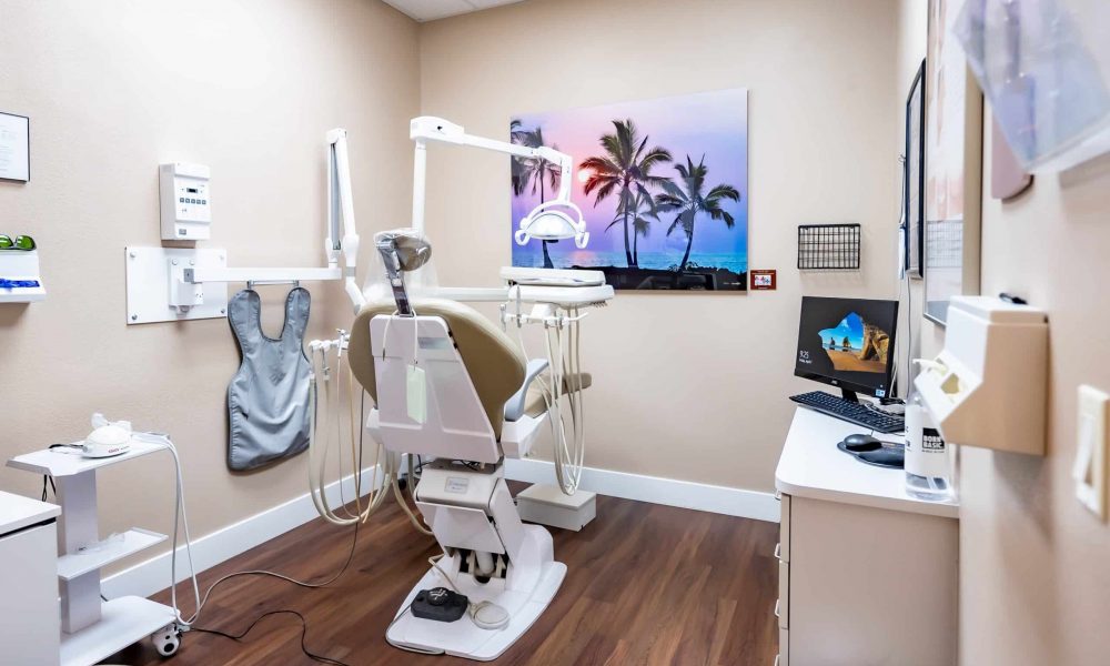 desert sky dental Modern dentistry office interior with chair and tools.